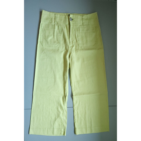 NWOT Anthropologie The Colette Cropped Wide-Leg Linen Pants Sz 31P Lime #7C412 - Picture 4 of 12